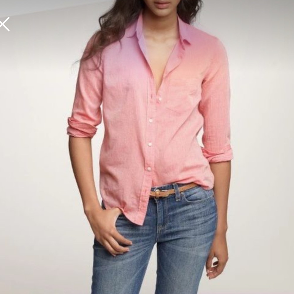 J Crew Lightweight Shirt button down Womens Sz 4 Small Top Blouse Pink Orange - Picture 6 of 7